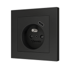 ZENNIO ZS55CF2USA ZS55. French socket cover with USB C and A 55x55 mm - Anthracite