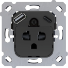ZENNIO ZS55IEUA2US ZS55. Euro-American socket insert with USB C and A