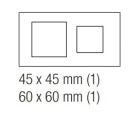 EKINEX EK-D2F-GAG Double plate 1 window 45X45 + 1 window 60X60 in plastic (silver colour)