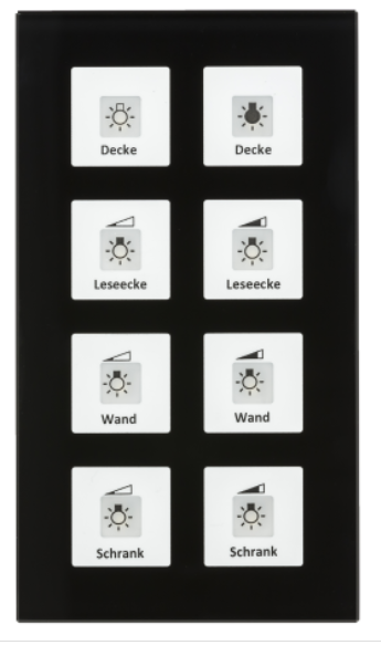 MDT BE-GT08S.01 BE-GT08S.01: pulsante in vetro Plus 8 volte, nero