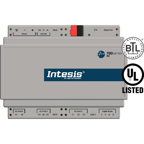 IN776MHIXXSO000 Intesis Gateway HVAC Centralizzato IN776MHI Serie 700 — Mitsubishi Heavy Industries VRF a BACnet / Modbus / KNX / MQTT / Home Automation (fino a 4 unità interne)