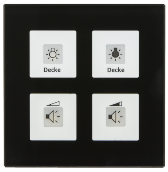 MDT RF-GTT4S.01 RF-GTT4S.01: Pulsante KNX RF+ in vetro Plus 4 canali con attuatore, nero