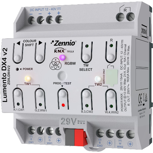 ZENNIO ZDILDX4V2 Lumento DX4 v2LED RGB 4canali-DIN