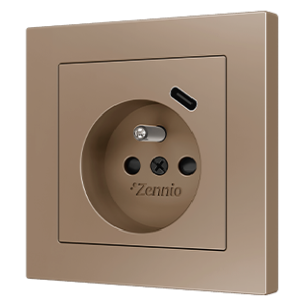 ZENNIO ZS55CSC1USC ZS55. Schuko socket cover with USB C 55x55 mm - Ch