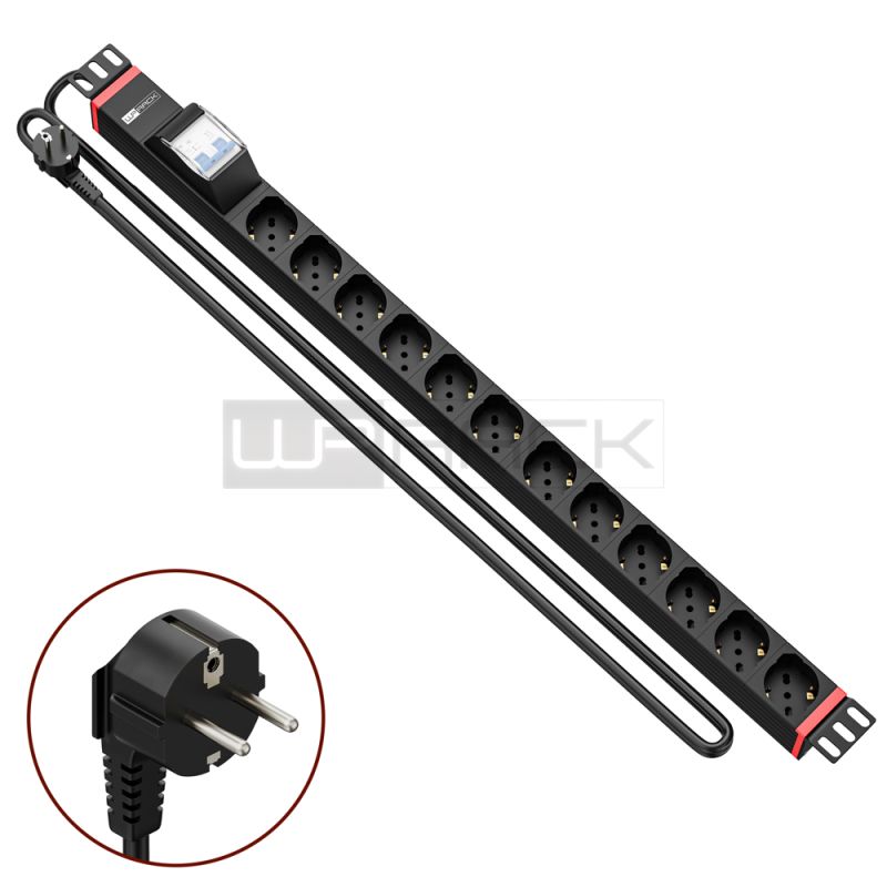 WP RACK WPN-PDU-G02-12 RACK 19 PDU WITH 12 ITALIAN/SCHUKO SOCKETS, SCHUKO PLUG