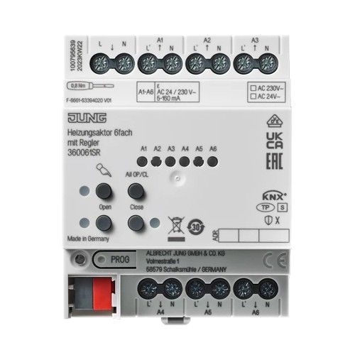 JUNG 360061SR Attuatore riscaldamento KNX con regolatore a 6 usc