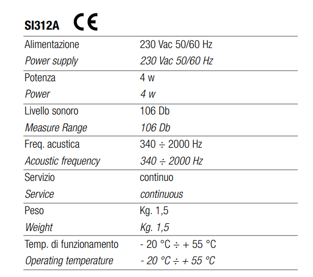 TECNOCONTROL SI312A ATEX certified explosion-proof siren - 32 tones - 106 Db - 230 V.