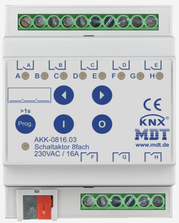 MDT AMS-0816.03 AKK-0816.03: Attuatore di commutazione 8 volte, 16 A, 230 V CA