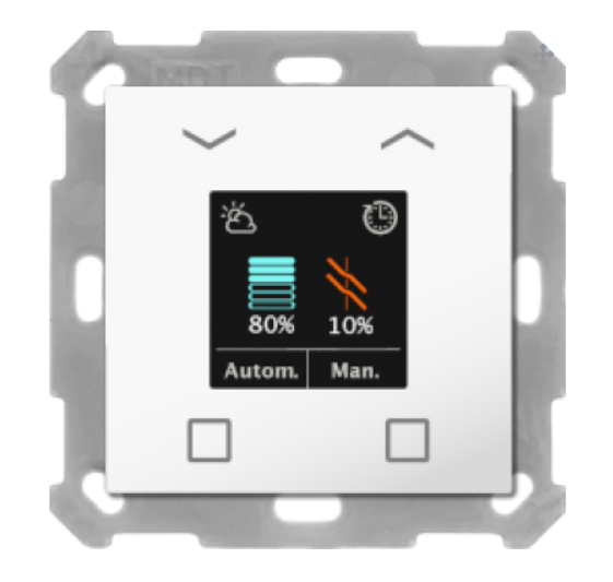 MDT BE-JTA5504.01 Pulsante cieco Smart 55. 4 canali con display a colori e interruttore orario integrato, finitura bianco lucido