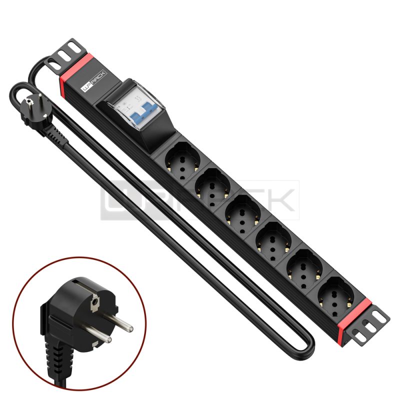 WP RACK WPN-PDU-G02-06 RACK 19 PDU WITH 6 ITALIAN/SCHUKO SOCKETS, SCHUKO PLUG"