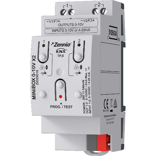 ZENNIO ZIO2X010 MINiBOX 0-10V X2 - Attuatore multifunzione con 2 canali analogici di ingresso/uscita 0-10 V