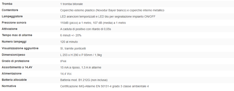 ELMO SA100A Sirena autoalimentata da esterno a 1 tromba con lampeggiatore LED arancione 