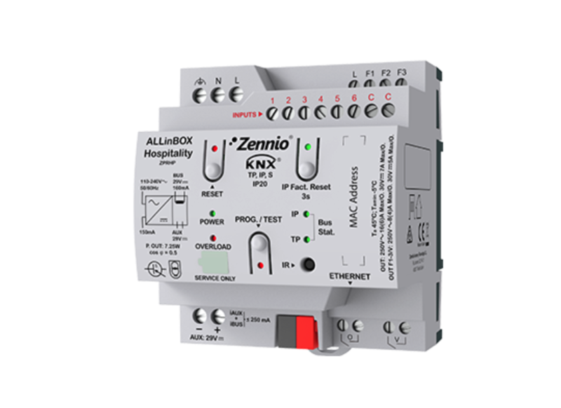ZENNIO ZPRHPV2 ALLinBOX Hospitality v2. Multifunction device with