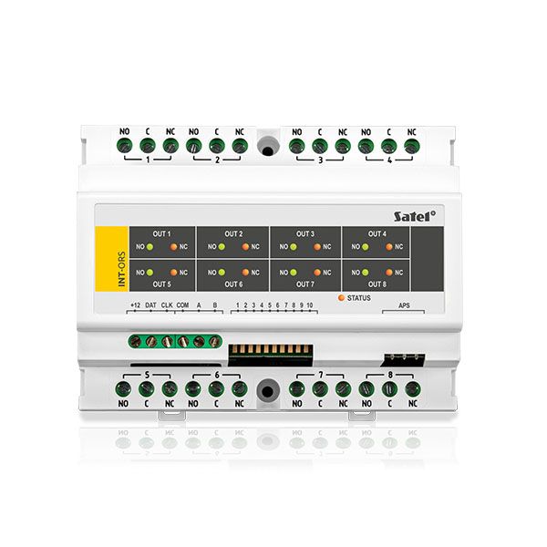 SATEL INT-ORS Modulo espansione uscite su guida DIN (8 relé per il controllo di carichi 230 V 16 A) per Integra. Versa e Perfecta