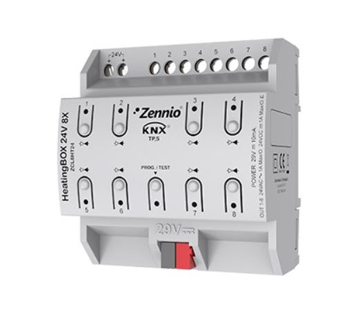 ZENNIO ZCL-8HT24 HeatingBOX 24V 8X - Attuatore di riscaldamento per un massimo di 8 uscite 24 VAC/DC