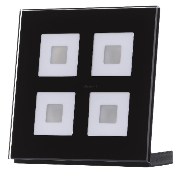 MDT BE-GTT4S.01 Pulsante di vetro 4 volte Plus, nero, sensore di temperatura per automazione domestica