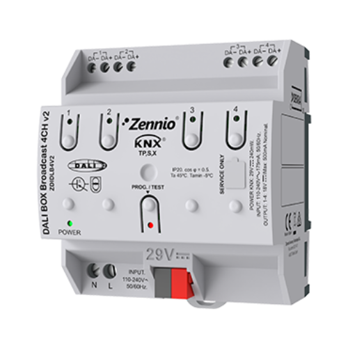 ZENNIO ZDIDLB4V2 DALI BOX Broadcast 4CH v2. KNX-DALI