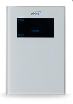 ELDES EDEKB2W White LCD touch wired keyboard, with high brightness blue backlight. Allow system configuration through a simple and quick guided menu. 1 zone input. Anti-tampering contact.