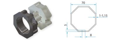 FAAC A4505_0502S TM2 AD45 - 70mm octagonal tube adapter