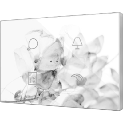 ZENNIO ZVIFXLX4 Interruttori touch capacitivi retroilluminati personalizzabili della famiglia Flat con sensore di prossimità e design piatto (9 mm) in formato XL 4 tasti, custom