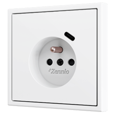 ZENNIO ZS70CF2USMW ZS70. French socket cover with USB C and A 70x70 m