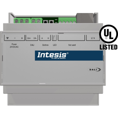 INMBSDAL0640500 Intesis Gateway DALI-2 a Modbus TCP Server — 1 Canale DALI — 64 Driver + 64 Sensori DALI-2 — Alimentazione DALI integrata