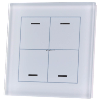 MDT BE-GTL4TW.01 EIB, KNX, Glass Push Button II Lite 4 volte, RGBW, neutro, con sensore di temperatura, bianco
