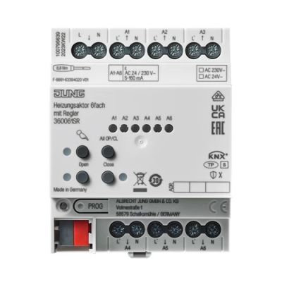 JUNG 360061SR Attuatore riscaldamento KNX con regolatore a 6 usc
