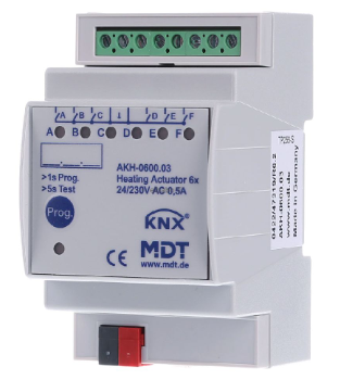 MDT AKH-0600.03 Attuatore di riscaldamento KNX 6 volte, 3TE, REG, 24-230VAC - AKH-0600.03