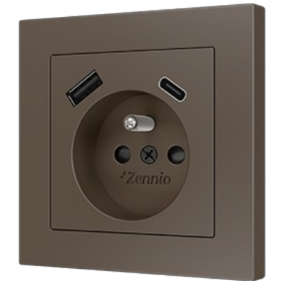 ZENNIO ZS55CF2USM ZS55. French socket cover with USB C and A 55x55 m