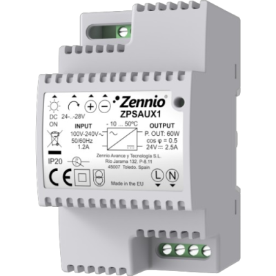ZENNIO ZPSAUX1 Power Supply 24-28VDC 60W (out) / 110-230VAC (in)