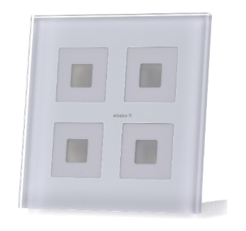 MDT BE-GT04W.01 Pulsante di vetro 4 volte Plus, bianco, per automazione domestica KNX BE-GT04W.01