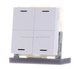 MDT BE-TAL63T4.01 EIB, KNX, Push Button Lite 63 4 volte, RGBW, neutro, con sensore di temperatura, finitura lucida bianco studio, BE-TAL63T4.01