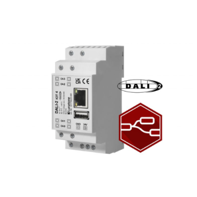 LUNATONE 22176625-PS-NR DALI Ethernet Gateway, 4 DALI lines, Node-RED host