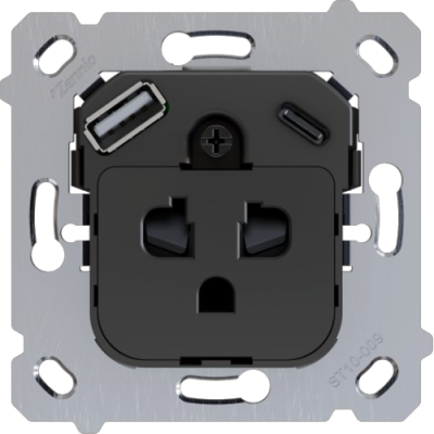 ZENNIO ZS55IEUA2US ZS55. Euro-American socket insert with USB C and A