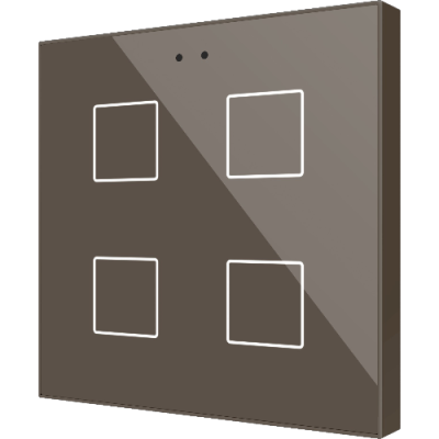 ZENNIO ZVIFR4M Flat RGB 4. Glass capacitive push button - 4 buttons - Mocha