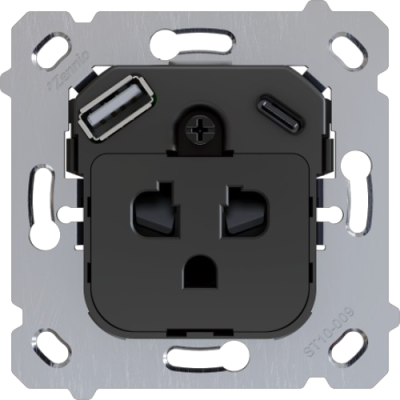 ZENNIO ZSIEUA2USC ZS55. Euro-American socket insert with USB C and A