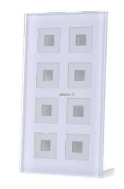 MDT BE-GTT8W.01 Pulsante di vetro 8 volte Plus, bianco, sensore di temperatura per la domotica KNX BE-GTT8W.01