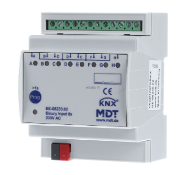 MDT BE-08230.02 Ingresso binario 8 volte, ingressi 230 V CA per automazione domestica KNX BE-08230.02