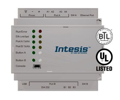 INTESIS INBACLON1K20000 Gateway server LonWorks TP/FT-10 a BACnet IP e MS/TP - 1200 punti