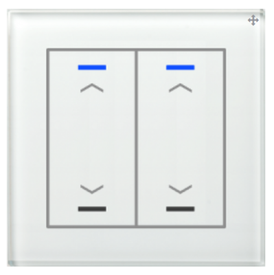MDT BE-GTL20W.A1 Glass Push Button II Lite, 2 volte, bianco, versione con simbolo SU/GIÙ
