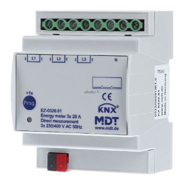 MDT EZ-0320.01 Triple energy meter 20 A, direct measurement - Energy meter for bus system EZ-0320.01