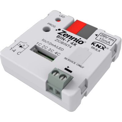 ZENNIO ZIOBINT4 BIN-T 4X. Interfaccia universale con 4 ingressi binari/uscite LED e 1 ingresso sonda temperatura