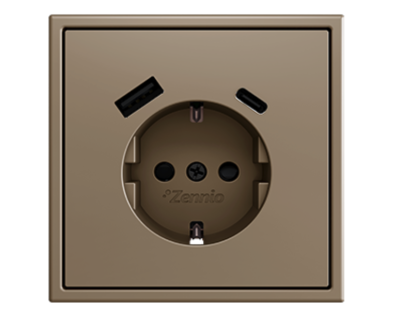 ZENNIO ZS70CSC2USC ZS70. Schuko socket cover with USB C and A 70x70 m