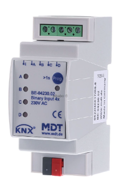 MDT BE-04230.02 Ingresso binario 4 volte, ingressi 230 V CA per automazione domestica KNX BE-04230.02