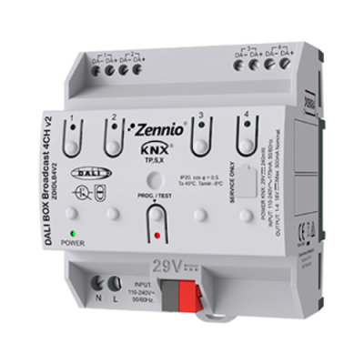 ZENNIO ZDIDLB4V2 DALI BOX Broadcast 4CH v2. KNX-DALI