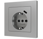 ZENNIO ZS55CSC1USS ZS55. Schuko socket cover with USB C 55x55 mm - Si